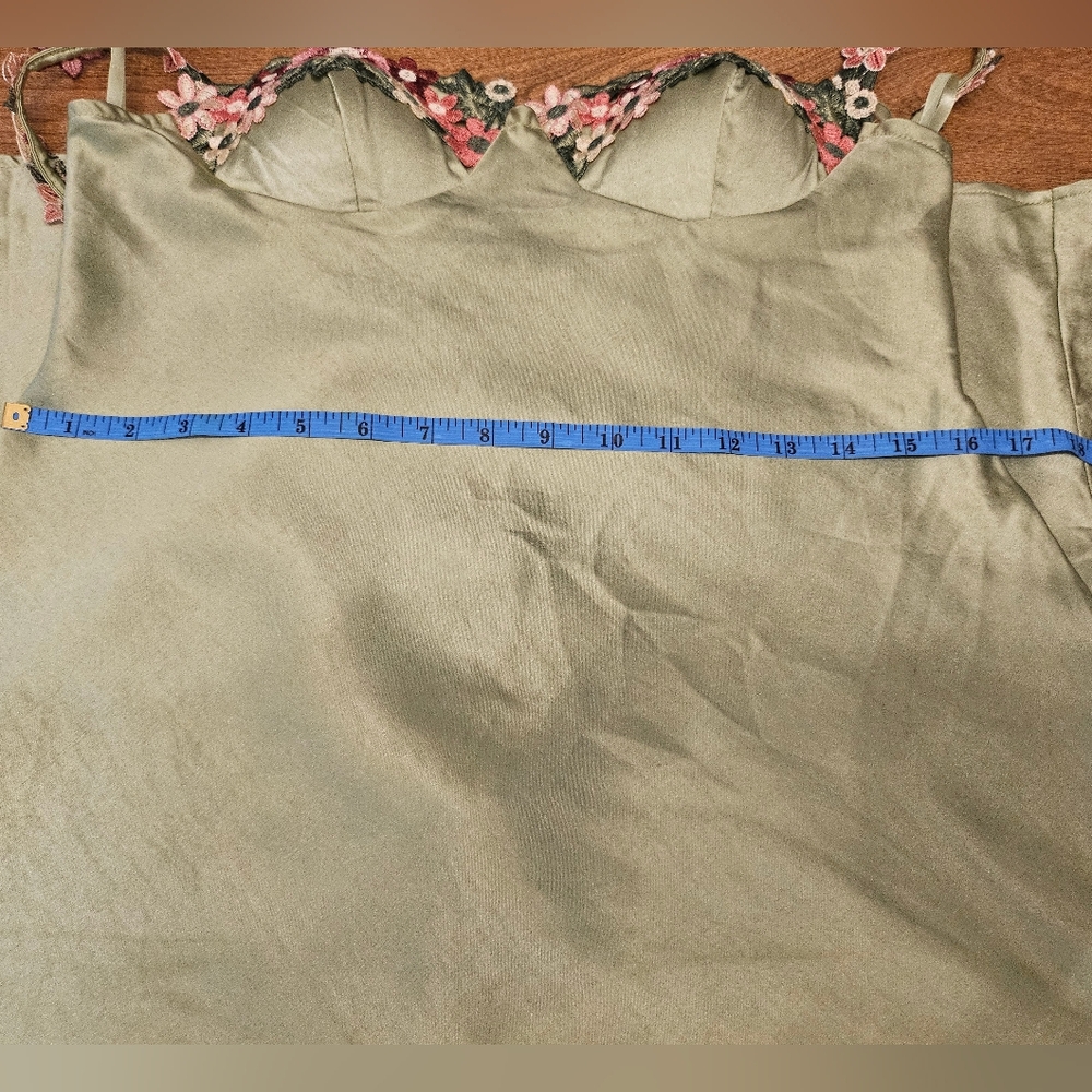 Selfie Leslie Satin Slip Dress with Floral Trim - Picture 10 of 11